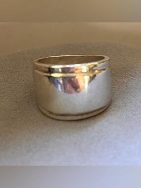 Vintage Wide Cigar Band Sterling Silver Ring 925